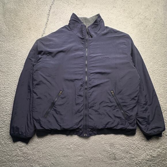 LL Bean Fleece Lined Insulated Warm Up Jacket Mens XL 0 UF49 Navy Full Zip - Picture 1 of 10